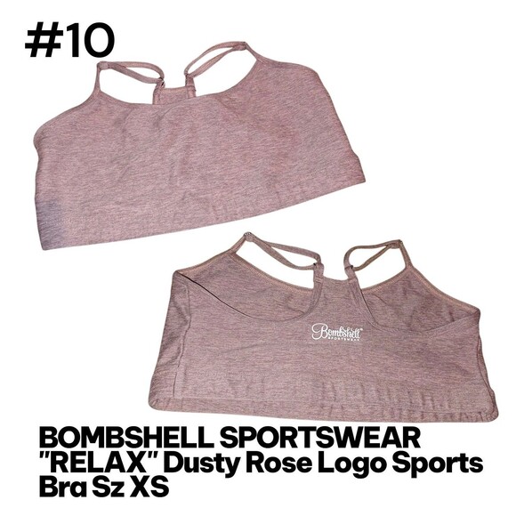 BOMBSHELL "RELAX" SPORTSWEAR Sz XS Dusty Rose Logo Workout Athletic Sports Bra - Picture 1 of 4